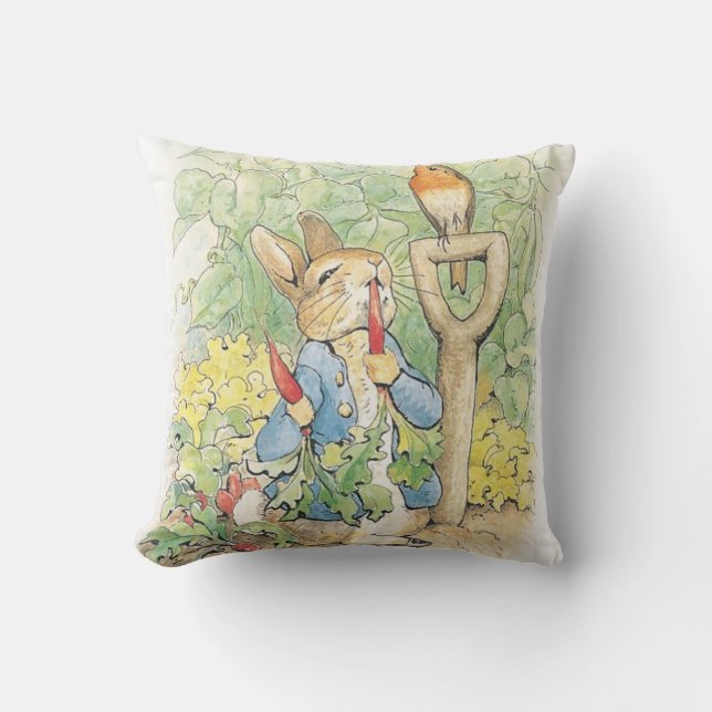 Peter Rabbit In The Garden - Beatrix Potter Cushion (Front)