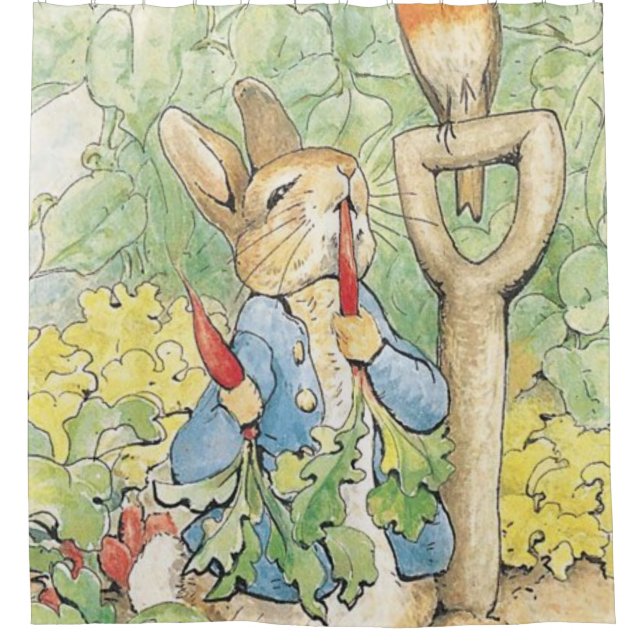 Peter Rabbit In The Garden - Beatrix Potter Shower Curtain (Front)