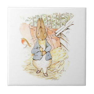 Peter Rabbit in the Garden (by Beatrix Potter) Tile