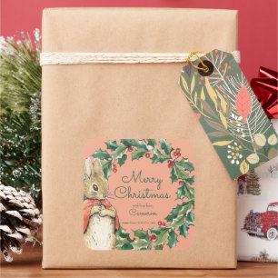 Peter Rabbit Merry Christmas From Square Sticker