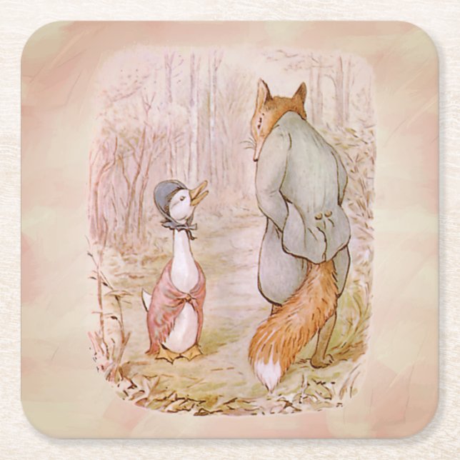 Peter Rabbit  Paper Plates Square Paper Coaster (Front)