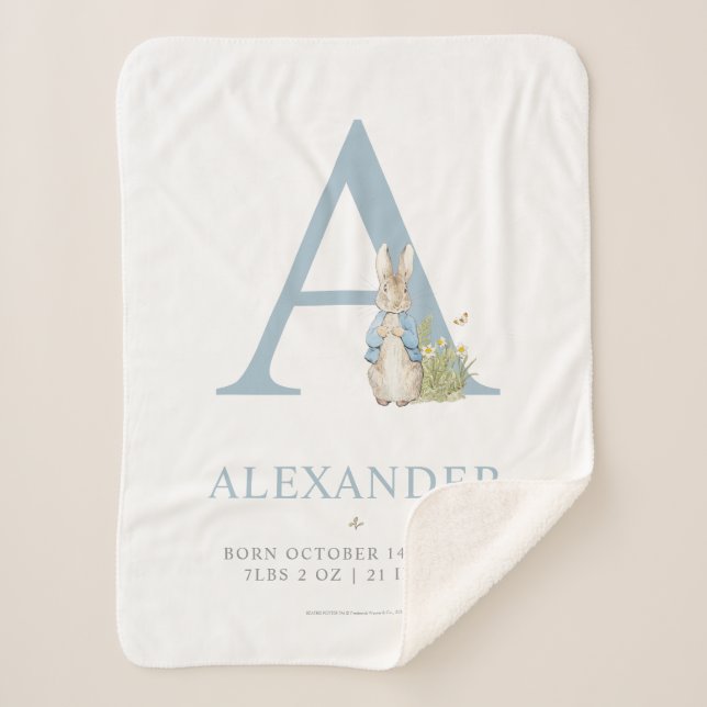 Peter Rabbit | Personalised Letter A Sherpa Blanket (Front)