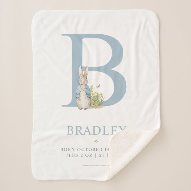 Peter Rabbit | Personalised Letter B Sherpa Blanket (Front)