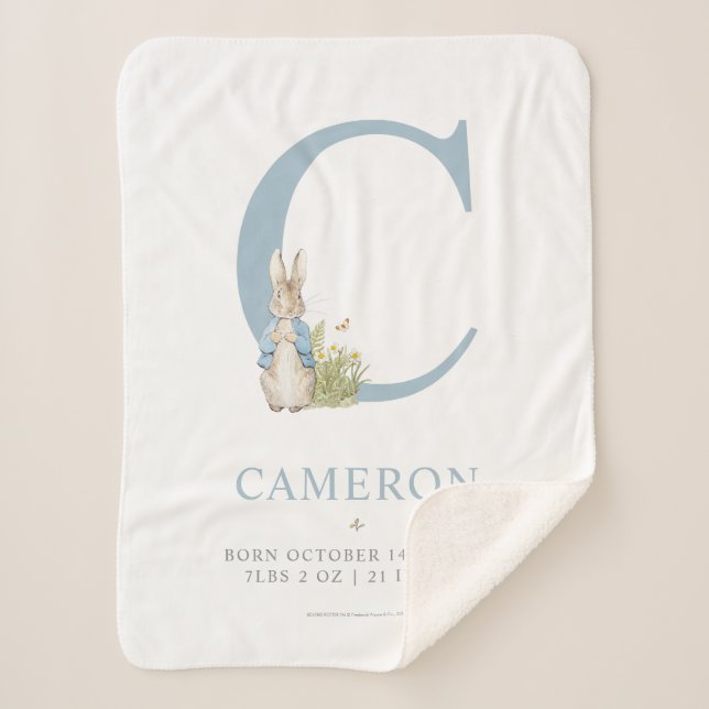 Peter Rabbit | Personalised Letter C Sherpa Blanket (Front)