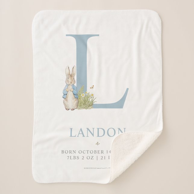 Peter Rabbit | Personalised Letter L Sherpa Blanket (Front)