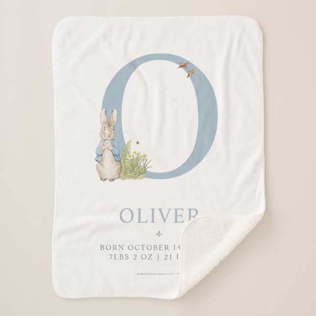 Peter Rabbit | Personalised Letter O Sherpa Blanket (Front)