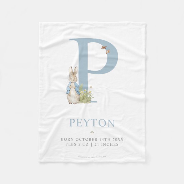 Peter Rabbit | Personalised Letter P Fleece Blanket (Front)