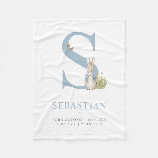 Peter Rabbit | Personalised Letter S Fleece Blanket (Front)