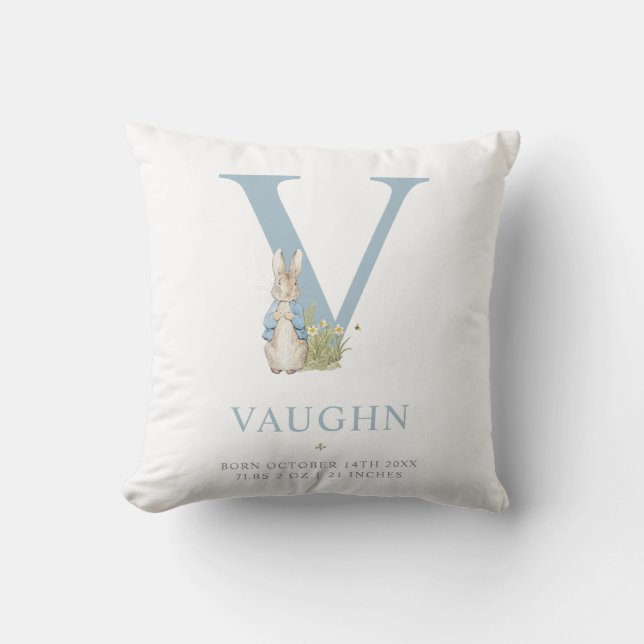 Peter Rabbit | Personalised Letter V Cushion (Front)