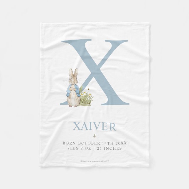 Peter Rabbit | Personalised Letter X Fleece Blanket (Front)