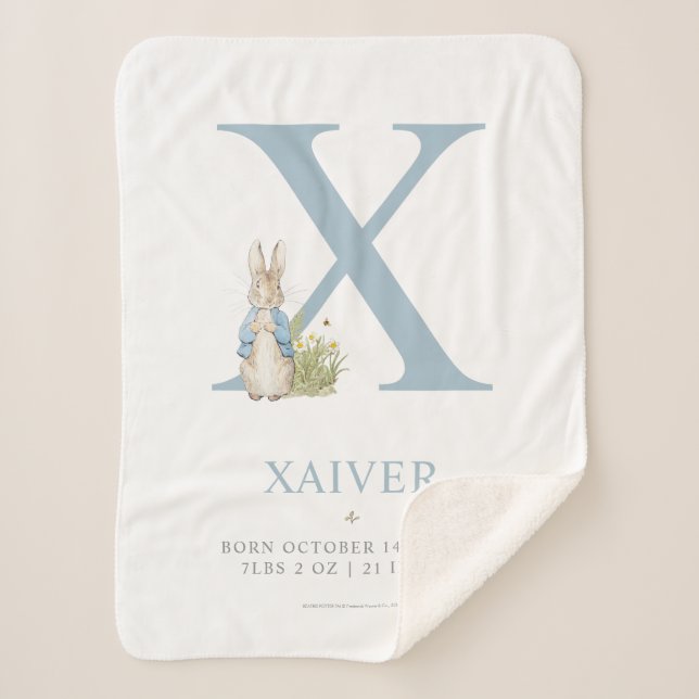 Peter Rabbit | Personalised Letter X Sherpa Blanket (Front)