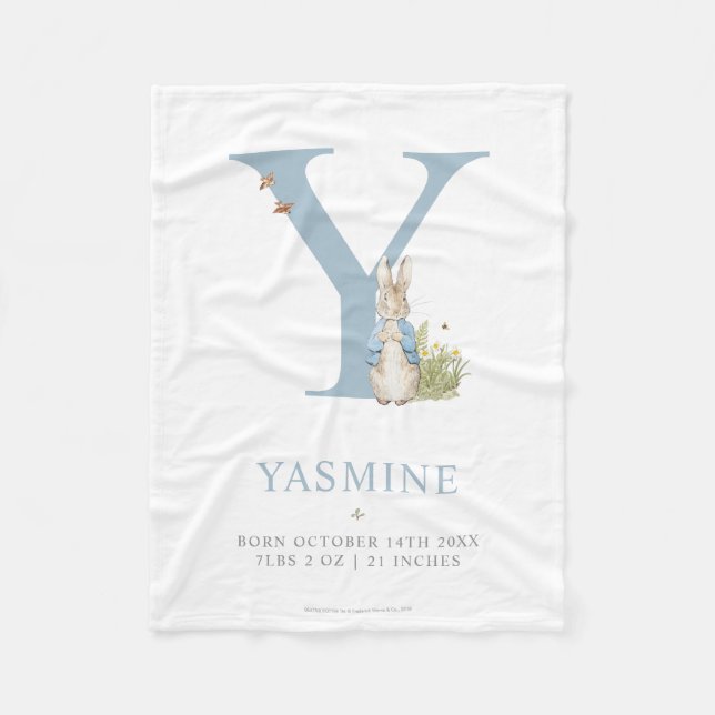 Peter Rabbit | Personalised Letter Y Fleece Blanket (Front)