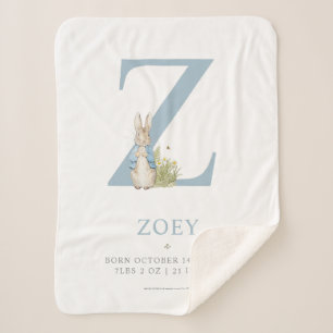 Peter Rabbit   Personalised Letter Z Sherpa Blanket