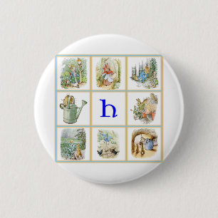 PETER RABBIT personalised with letter H 6 Cm Round Badge