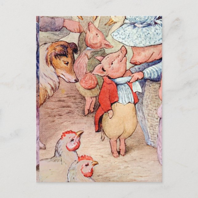 Peter Rabbit (piglets) Tissue Paper Postcard (Front)