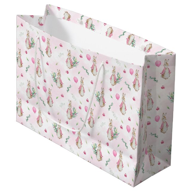 Peter Rabbit Pink Large Gift Bag (Front Angled)