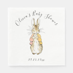 Peter Rabbit Pink & Yellow Baby Shower Napkin
