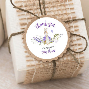 Peter Rabbit Purple Baby Shower Classic Round Sticker