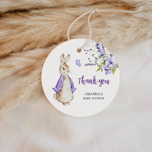 Peter Rabbit Purple Baby Shower Favour Tags