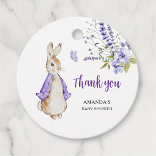 Peter Rabbit Purple Baby Shower Favour Tags