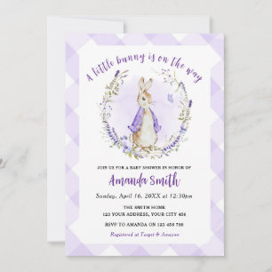 Peter Rabbit Purple Baby Shower Invitation