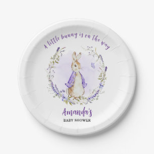 Peter Rabbit Purple Baby Shower Paper Plate