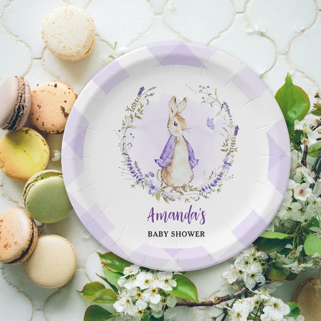 Peter Rabbit Purple Baby Shower Paper Plate (Creator Uploaded)