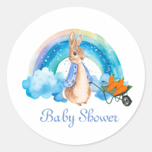Peter Rabbit Rainbow Carrots Boy Baby Shower Classic Round Sticker