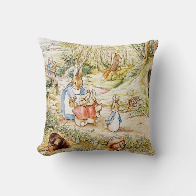 Peter Rabbit’s Neighbourhood by Beatrix Potter Cushion (Front)