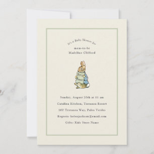 Peter Rabbit Sage Green Vintage Baby Shower Invitation