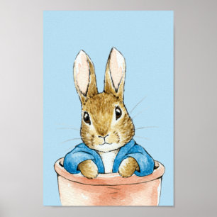 Peter Rabbit Sitting in Plant Pot Poster