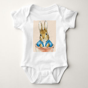 Peter Rabbit Sitting in Pot Baby Bodysuit