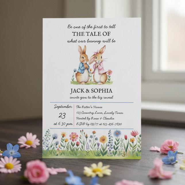 Peter Rabbit Themed Gender Reveal Invitation (Peter Rabbit storybook themed gender reveal invitation)
