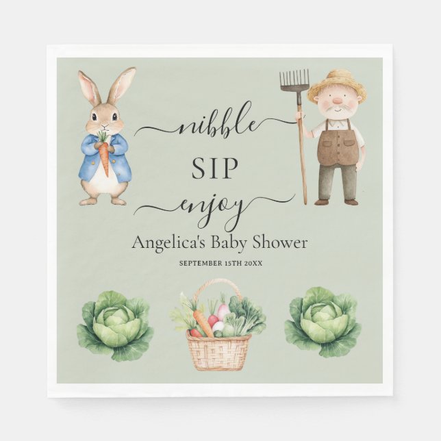 Peter Rabbit Veggies Mr McGreggor Garden Party Napkin (Front)