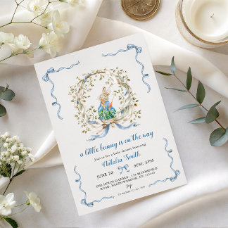 Peter Rabbit Watercolor Wreath Boy Baby Shower     Invitation