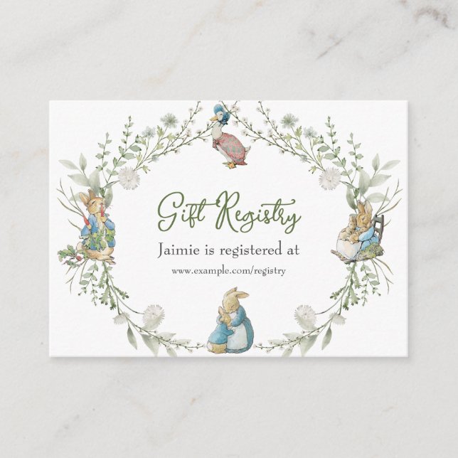 Peter Rabbit Wildflower Gift Registry Enclosure Card (Front)