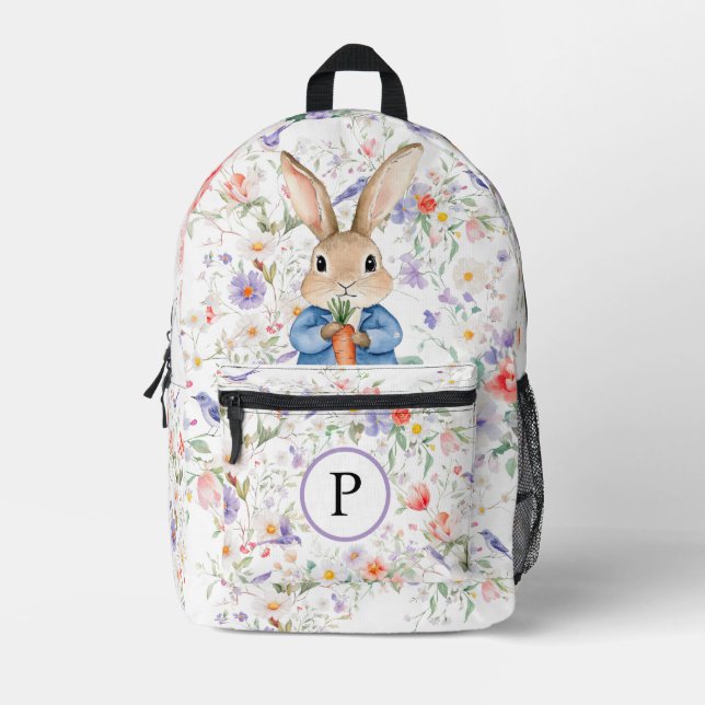 Peter Rabbit Wildflowers Birds Floral Branches  Printed Backpack (Front)
