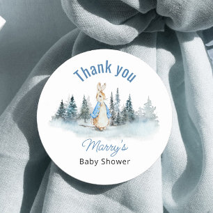 Peter Rabbit Winter Baby Shower Classic Round Sticker