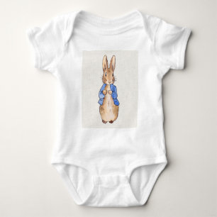 Peter Rabbit with Linen Background  Baby Bodysuit
