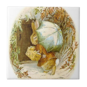 “Peter Rabbit with Winter Umbrella” by Beatrix Pot Tile