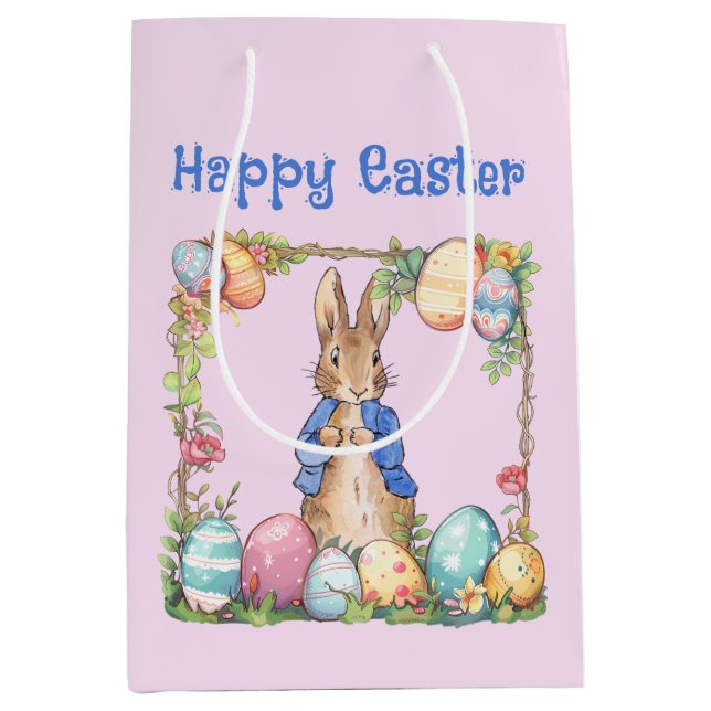 Peter the Easter Rabbit Easter Eggs Happy Easter Medium Gift Bag (Front)