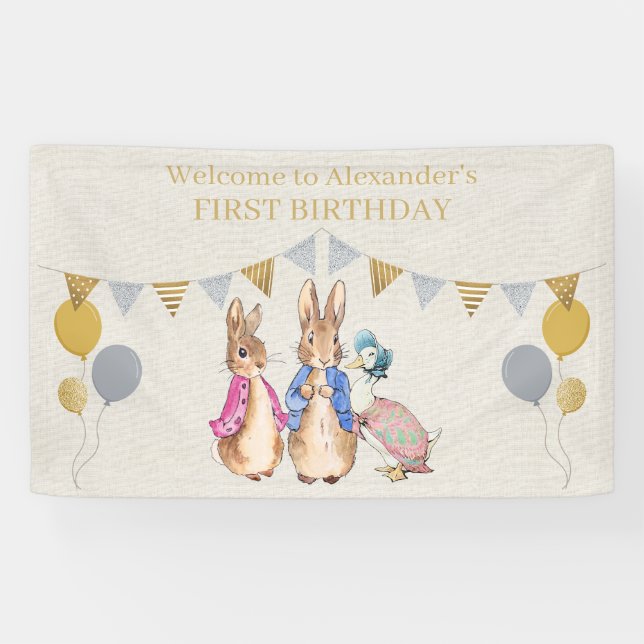 Peter the rabbit 1st Birthday banner (Horizontal)