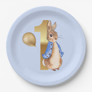 Peter the Rabbit 1st Birthday gold balloon Paper Plate