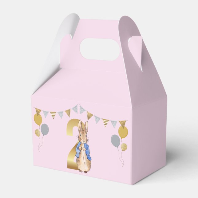 Peter the Rabbit 2nd Birthday Pink Favour Box (Front Side)