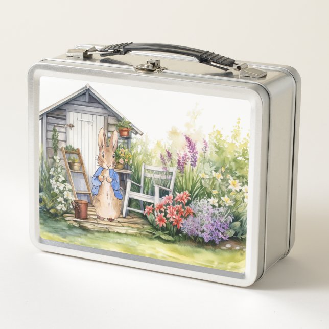 Peter the Rabbit and his garden shed Metal Lunch Box (Front)