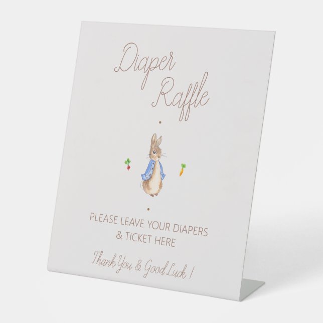 Peter the Rabbit Baby Shower Diaper Raffle Sign (Front)