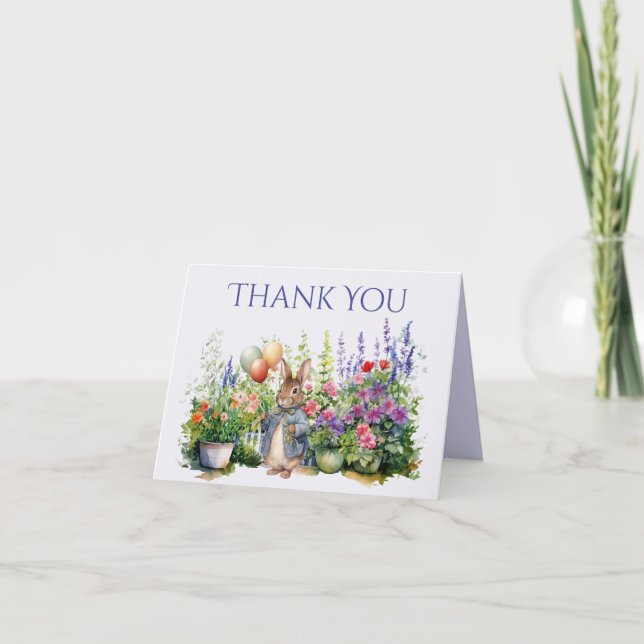 Peter the rabbit balloons garden thank you card (Front)