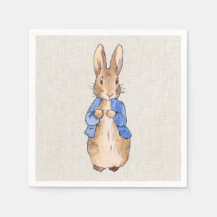 Peter the rabbit beige linen texture background napkin