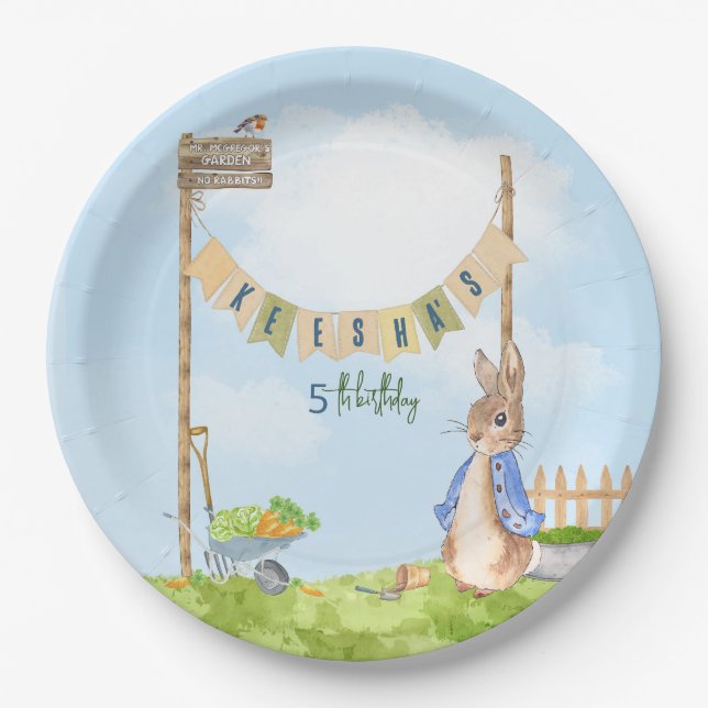 Peter the Rabbit Birthday Garden Party Paper Plate (Front)