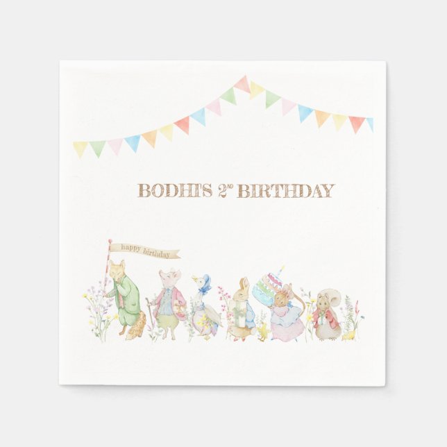 Peter the Rabbit Birthday Parade Napkin (Front)